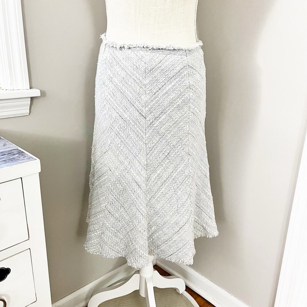 Zara Woman Collection Structured Cape Light Blue Tweed Midi Skirt - Size 6